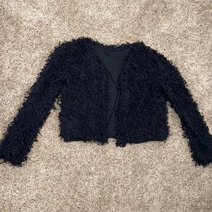 Fuzzy Black Cropped Sweater